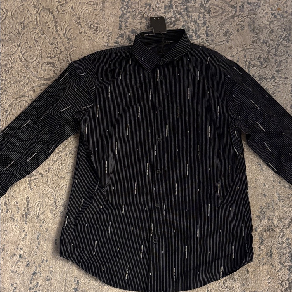 Armani Exchange Black Pinstripe Shirt
